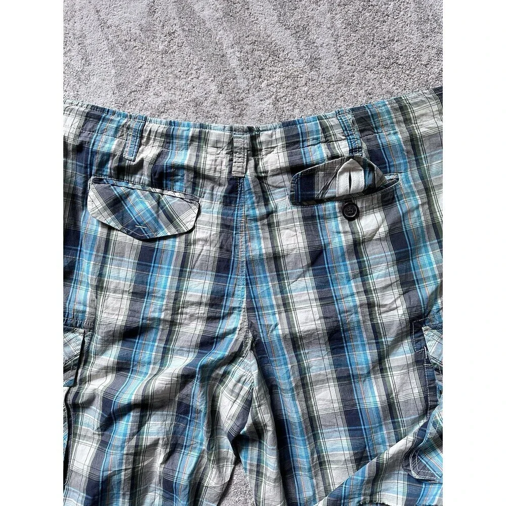True Religion Mens Multicolor Plaid Casual Cut Off Cargo Shorts Size‎ 44 NWT